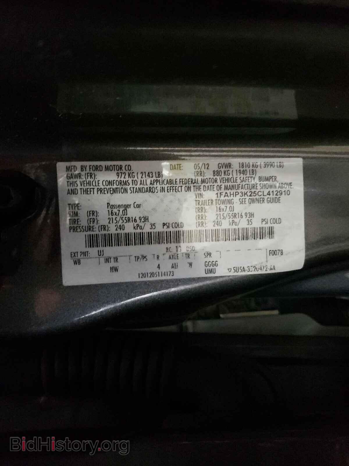 2012 FORD FOCUS - VIN: 1FAHP3K25CL412910 - Фото 10