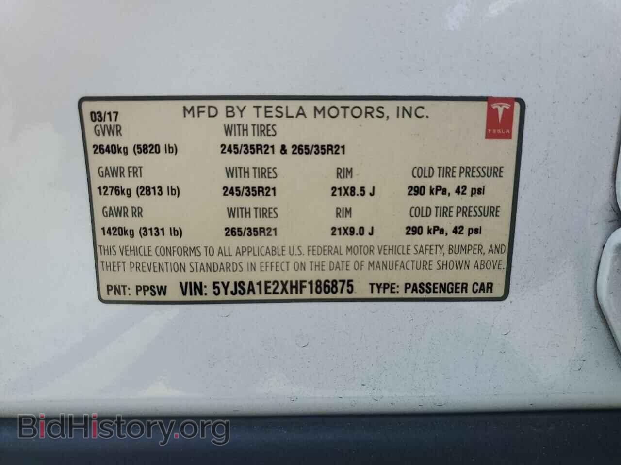 2017 TESLA MODEL S - VIN: 5YJSA1E2XHF186875 - Photo 12