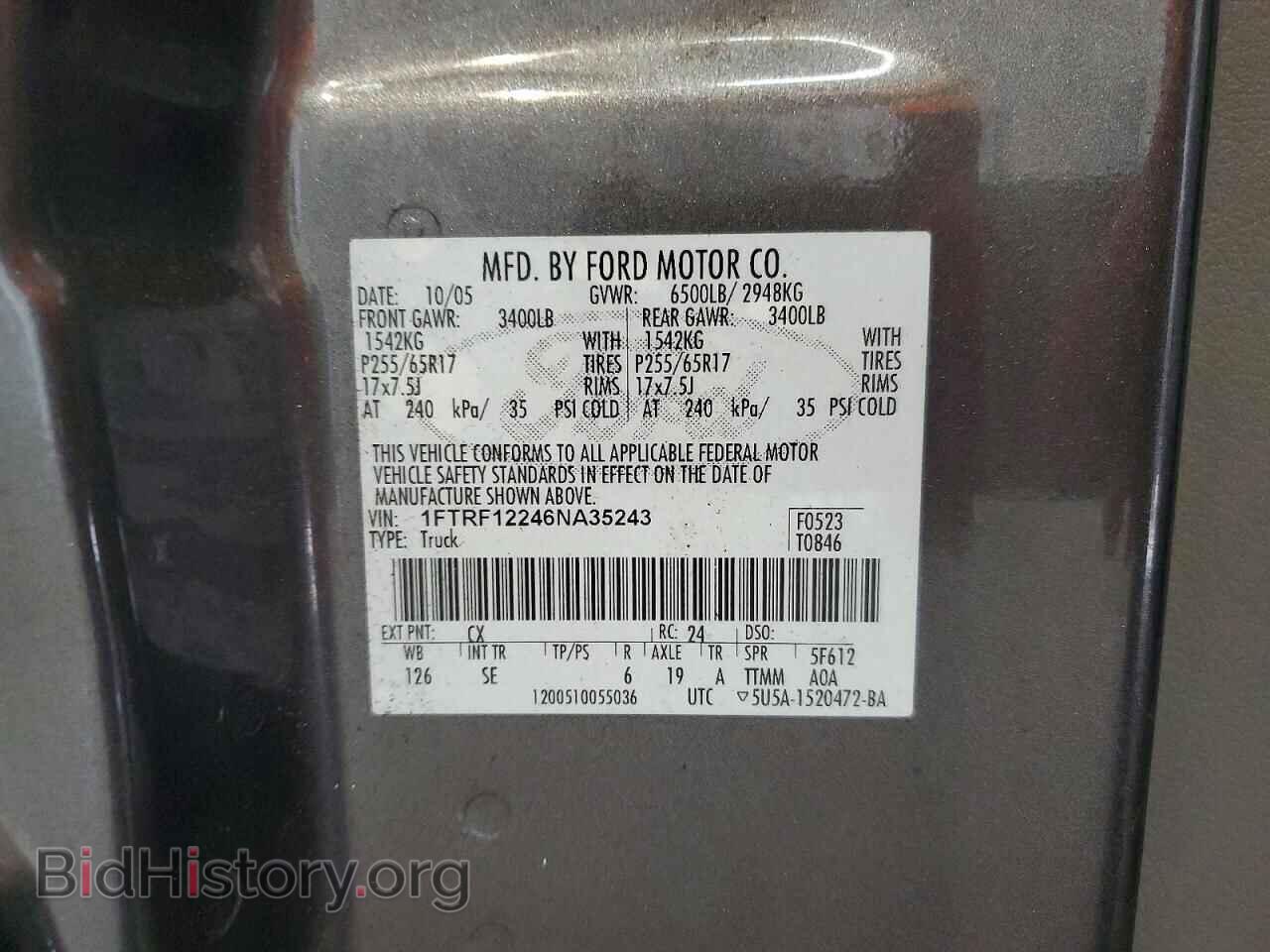 2006 FORD F150 - VIN: 1FTRF12246NA35243 - Фото 12