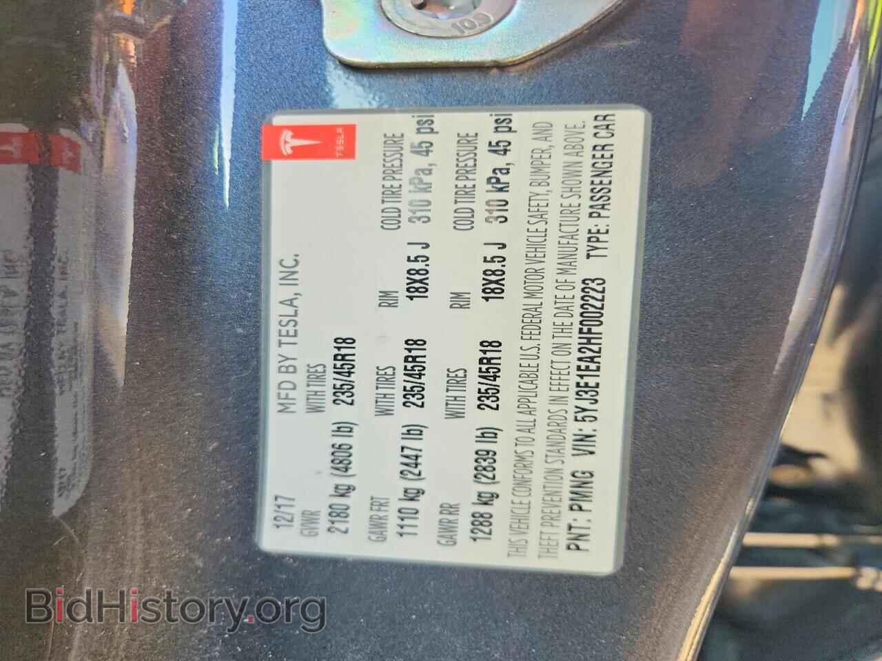 2017 TESLA MODEL 3 - VIN: 5YJ3E1EA2HF002223 - Photo 12