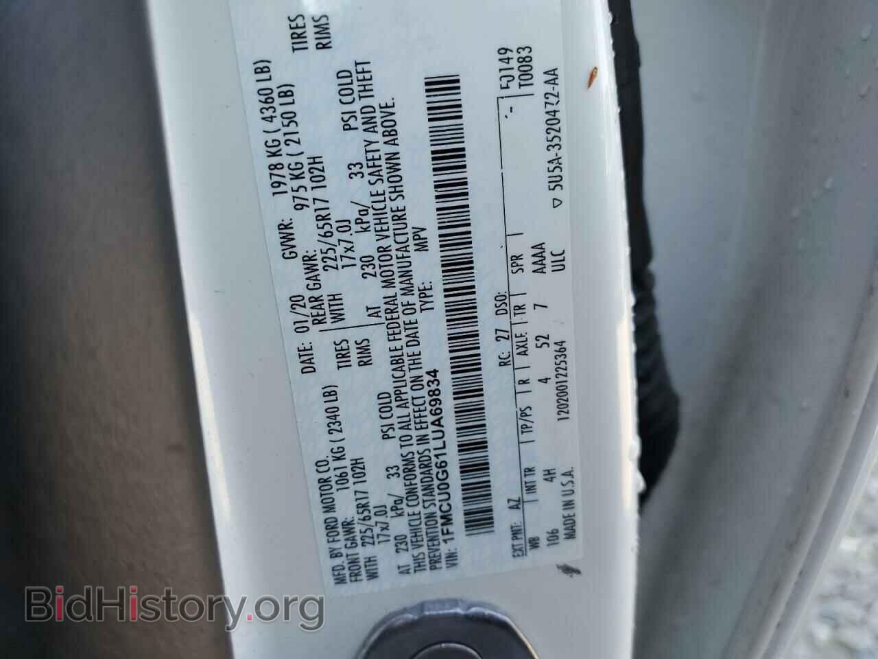 2020 FORD ESCAPE - VIN: 1FMCU0G61LUA69834 - Photo 12