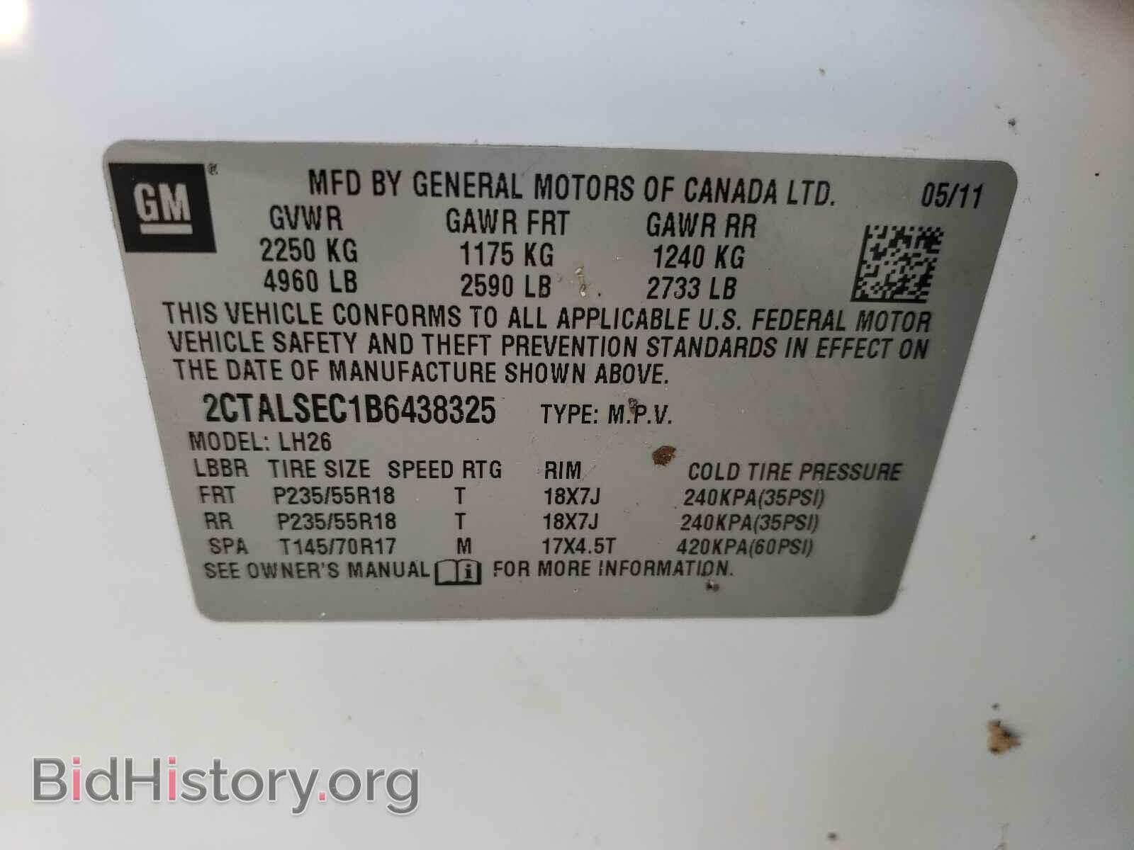 2011 GMC TERRAIN - VIN: 2CTALSEC1B6438325 - Photo 10