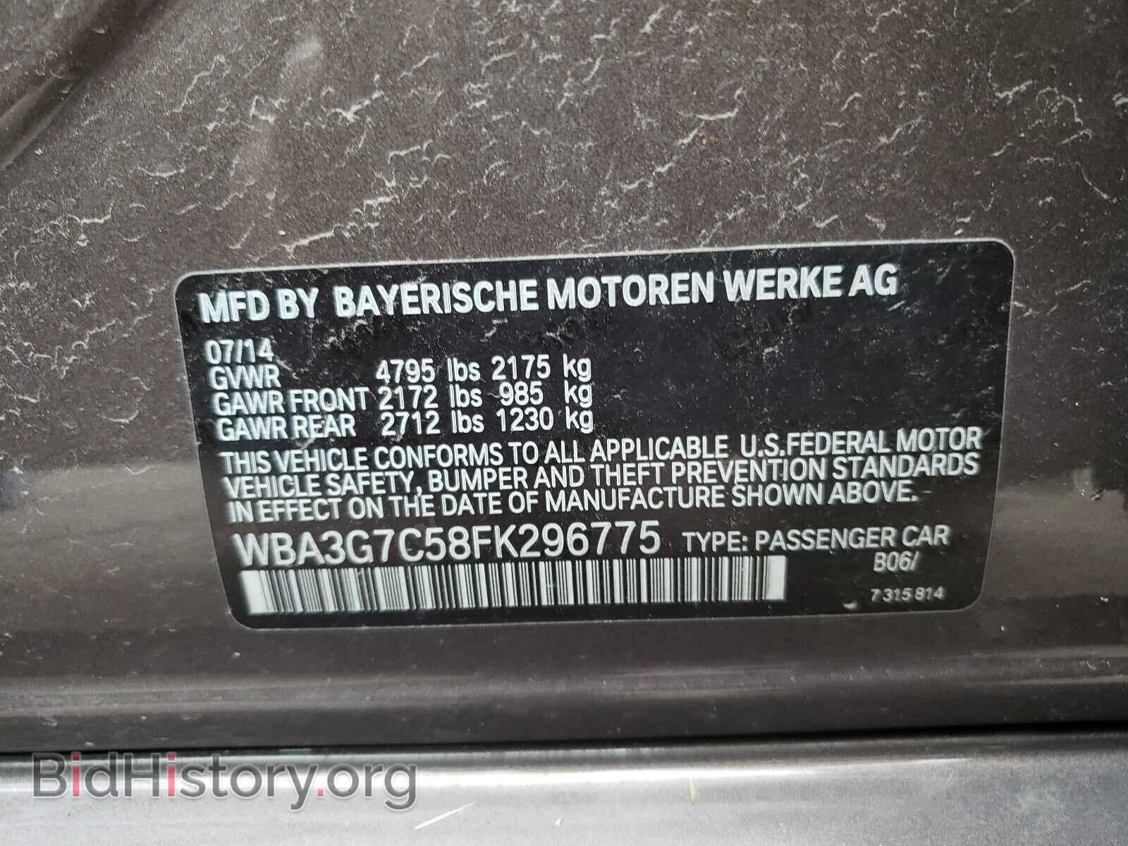 2015 BMW 3 SERIES - VIN: WBA3G7C58FK296775 - Фото 10