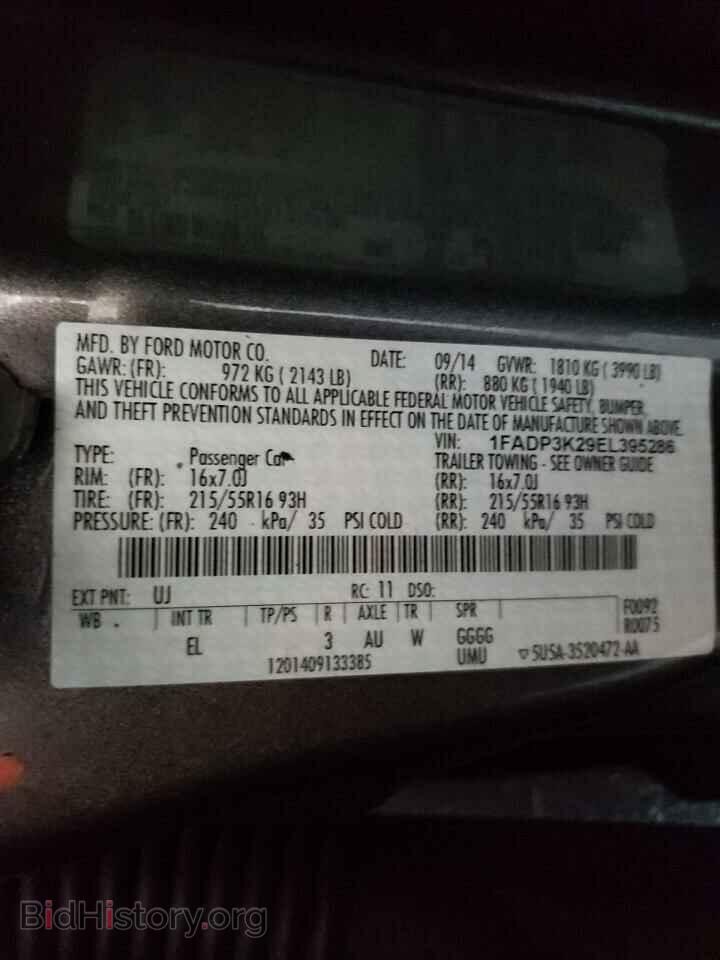 2014 FORD FOCUS - VIN: 1FADP3K29EL395286 - Фото 10