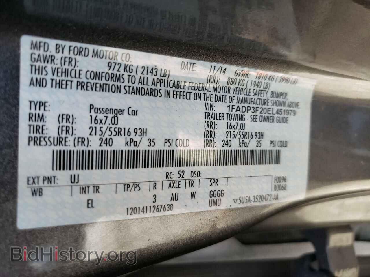 2014 FORD FOCUS - VIN: 1FADP3F20EL451979 - Фото 10