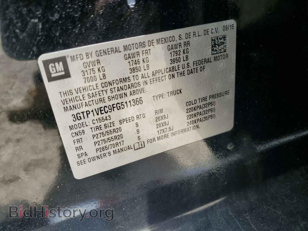 2015 GMC SIERRA - VIN: 3GTP1VEC9FG511366 - Photo 12
