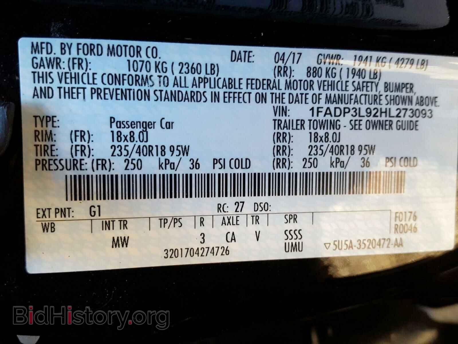 2017 FORD FOCUS - VIN: 1FADP3L92HL273093 - Photo 10