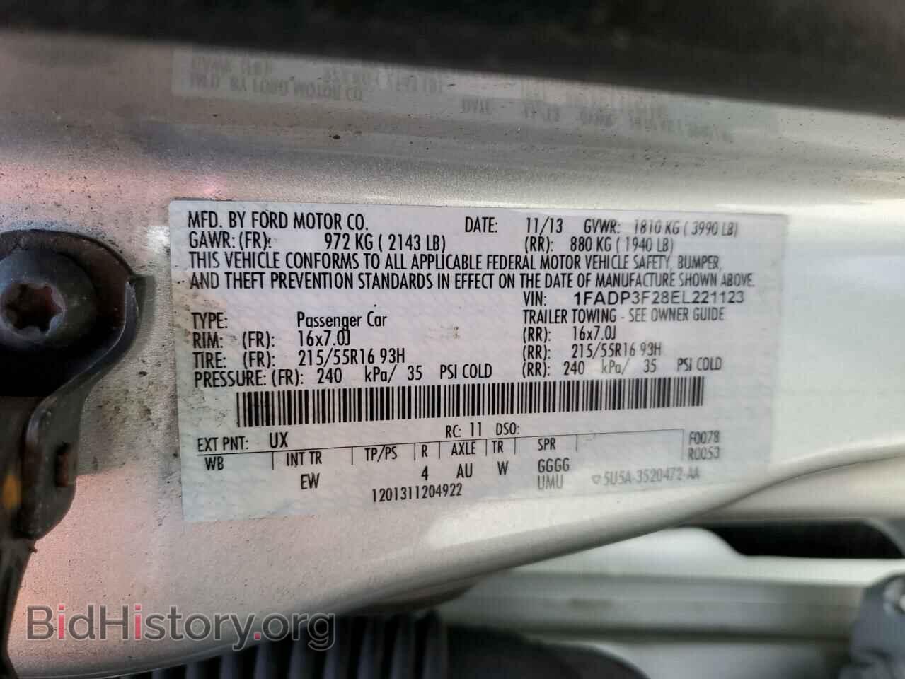 2014 FORD FOCUS - VIN: 1FADP3F28EL221123 - Фото 10