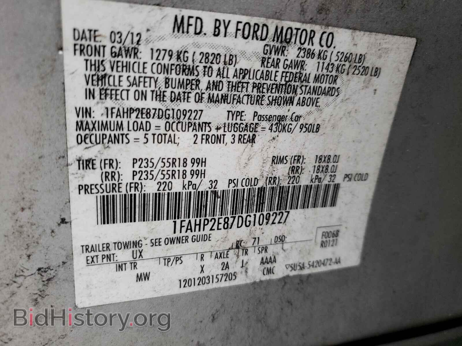 2013 FORD TAURUS - VIN: 1FAHP2E87DG109227 - Photo 10