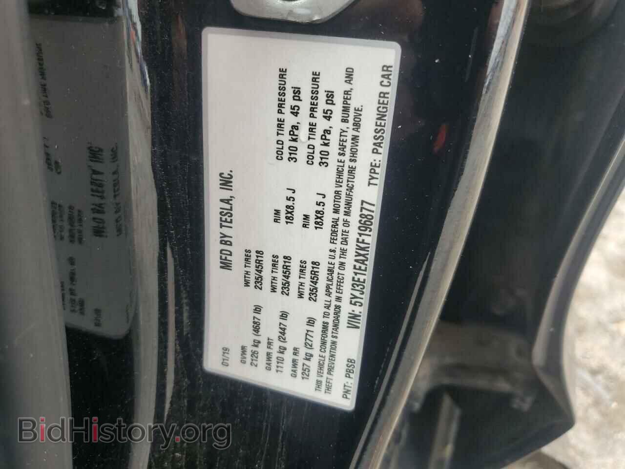 2019 TESLA MODEL 3 - VIN: 5YJ3E1EAXKF196877 - Photo 12
