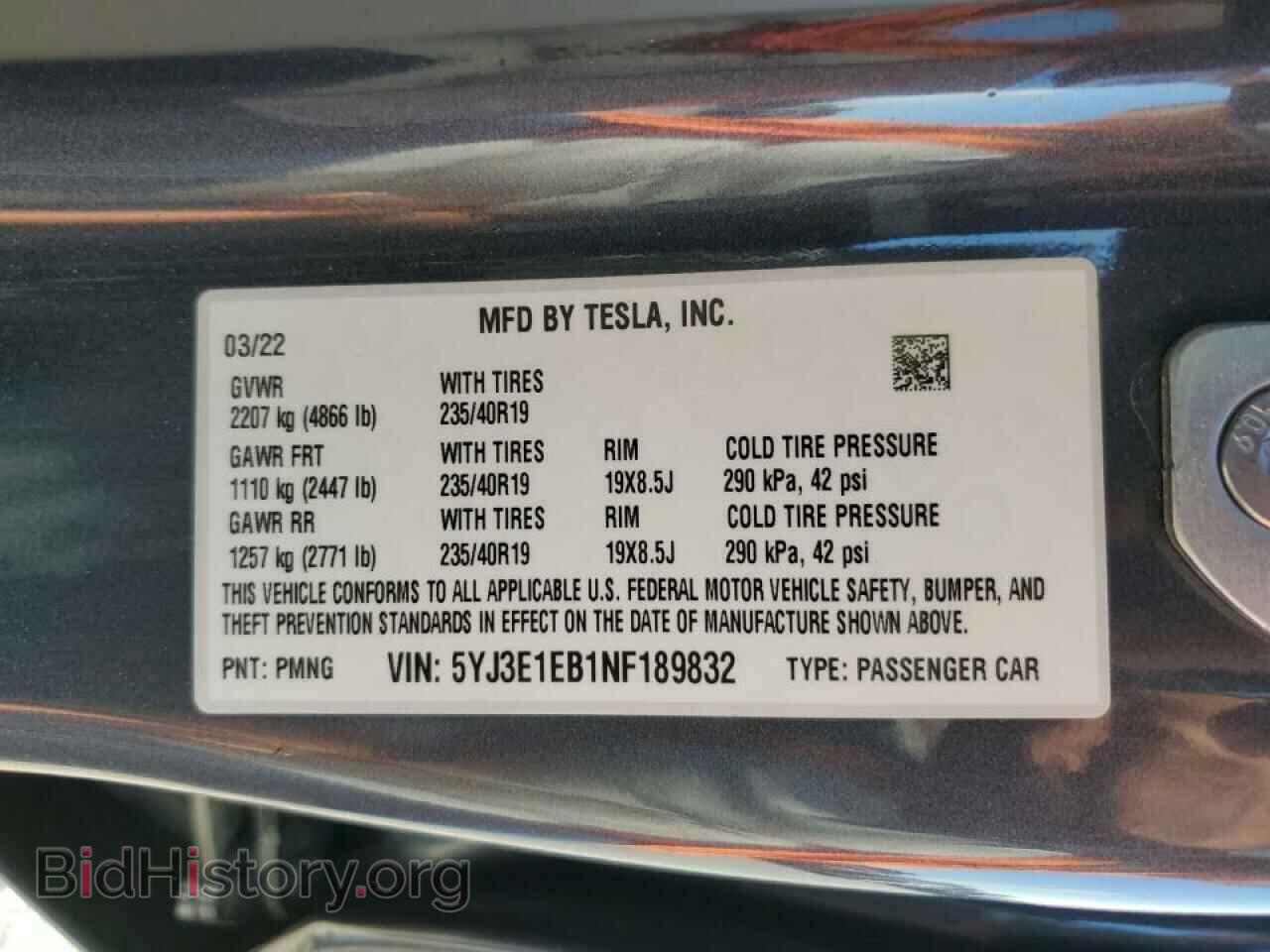 2022 TESLA MODEL 3 - VIN: 5YJ3E1EB1NF189832 - Фото 10