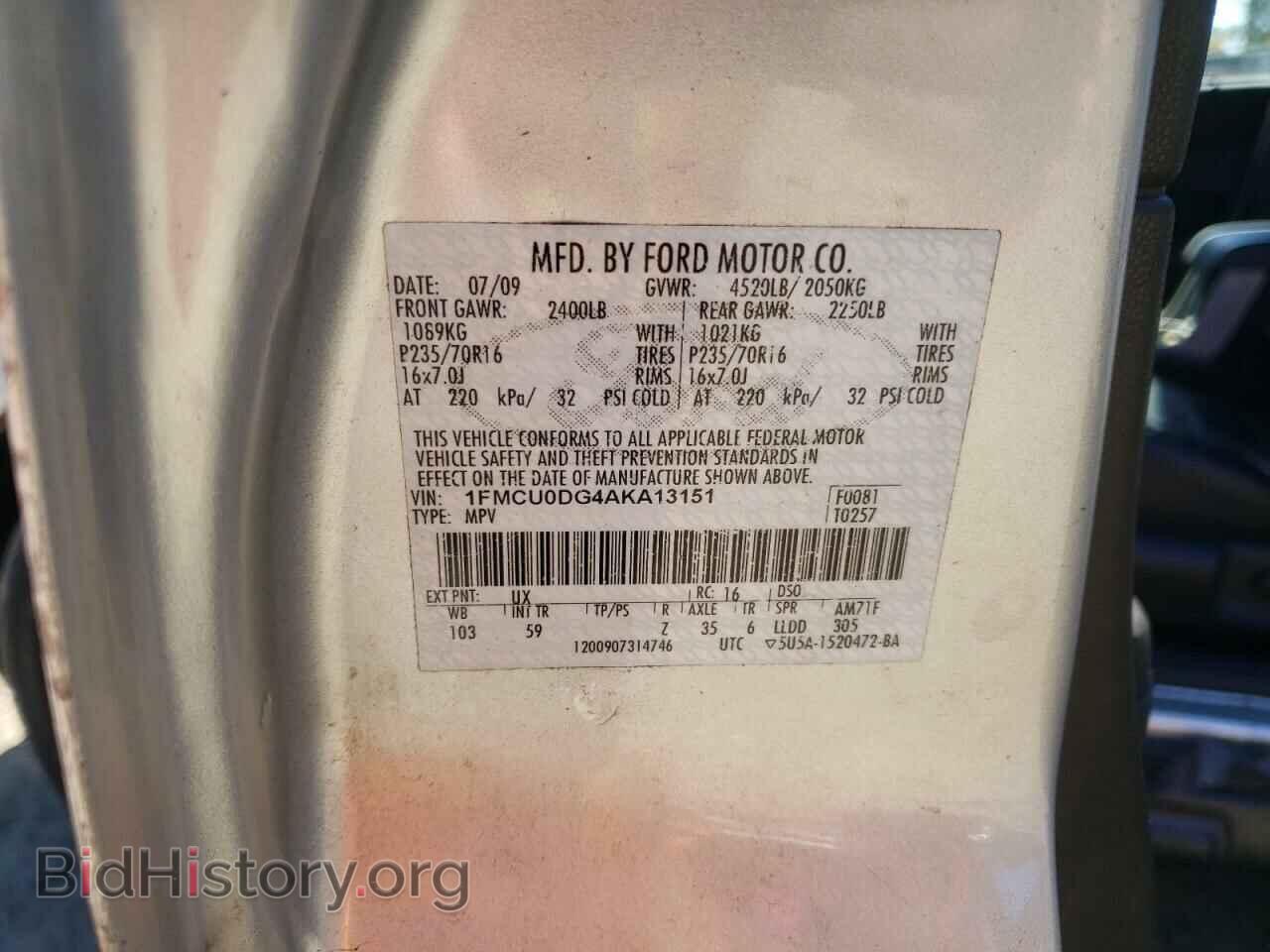 2010 FORD ESCAPE - VIN: 1FMCU0DG4AKA13151 - Photo 10