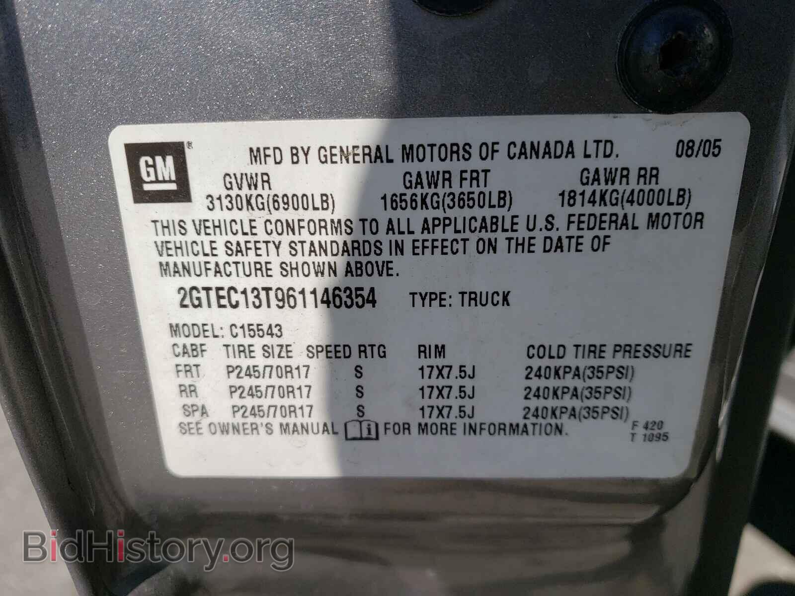 2006 GMC SIERRA - VIN: 2GTEC13T961146354 - Фото 10