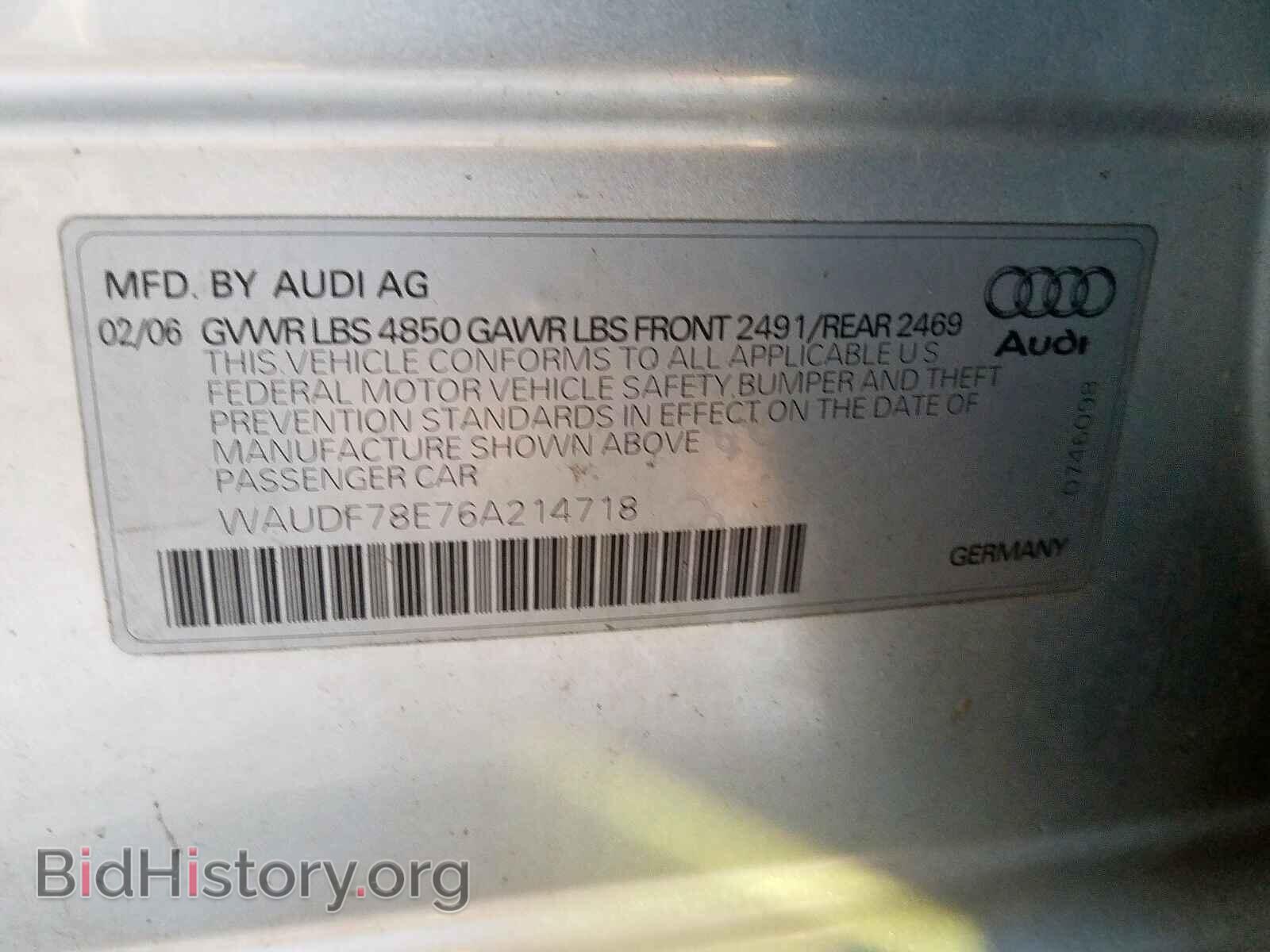 2006 AUDI A4 - VIN: WAUDF78E76A214718 - Photo 10