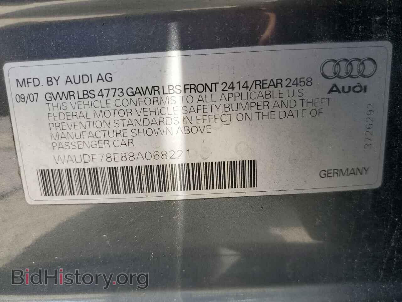 2008 AUDI A4 - VIN: WAUDF78E88A068221 - Фото 12