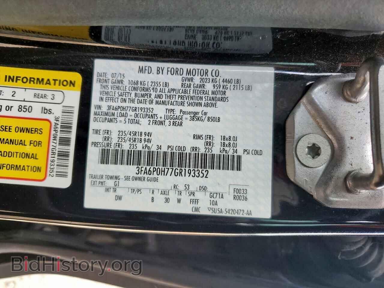 2016 FORD FUSION - VIN: 3FA6P0H77GR193352 - Фото 12