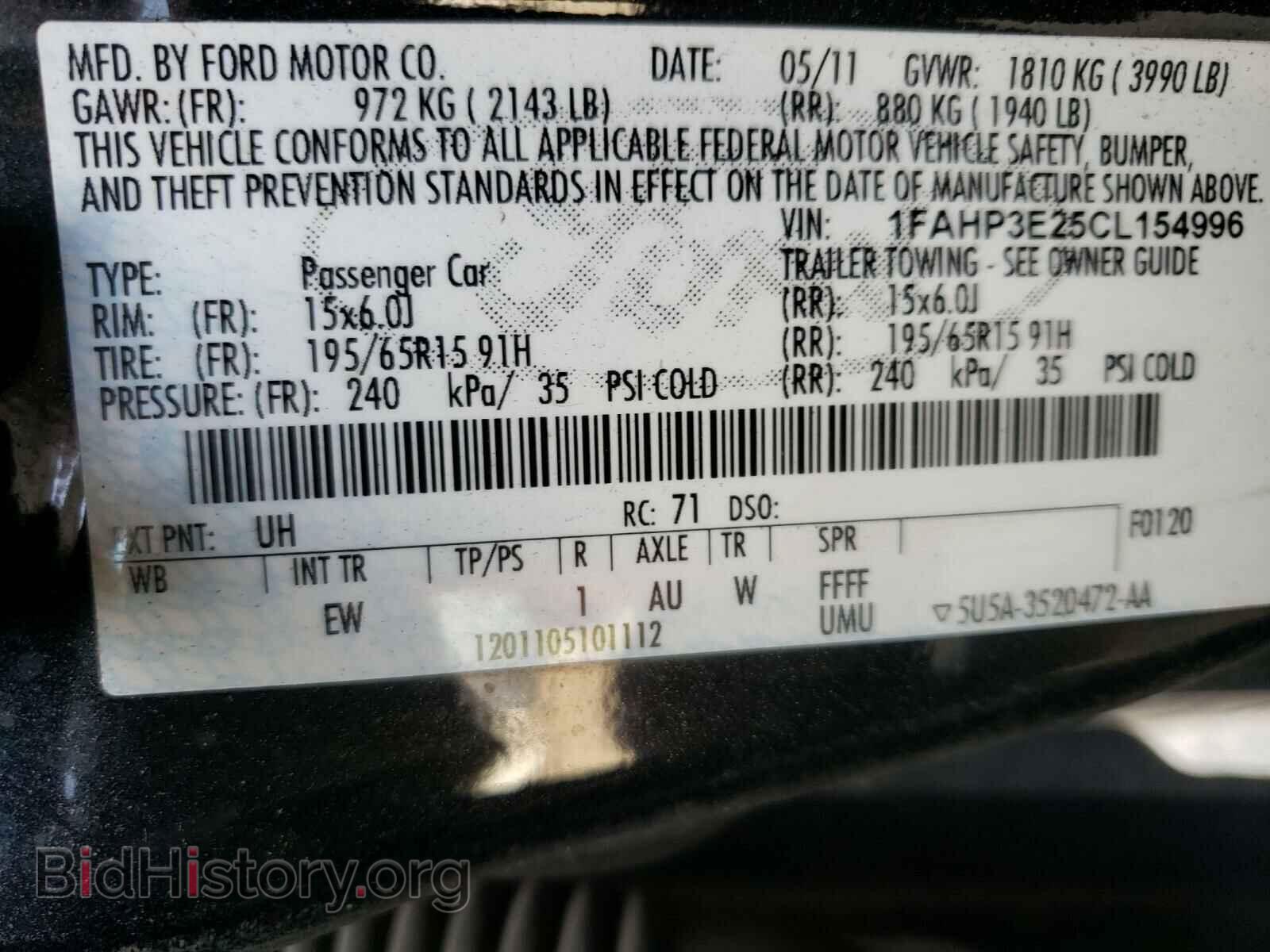 2012 FORD FOCUS - VIN: 1FAHP3E25CL154996 - Фото 10