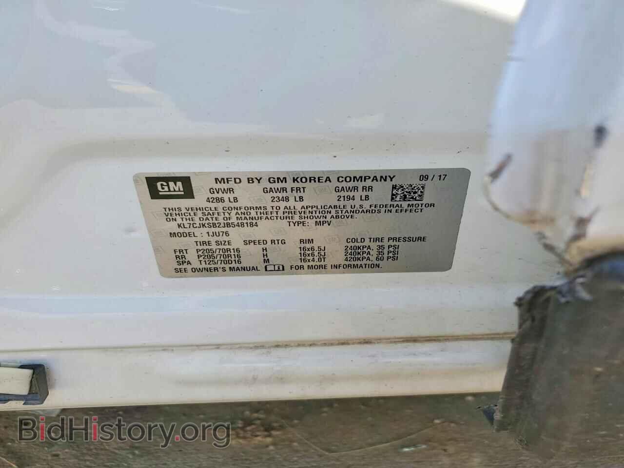 2018 CHEVROLET TRAX - VIN: KL7CJKSB2JB548184 - Photo 12