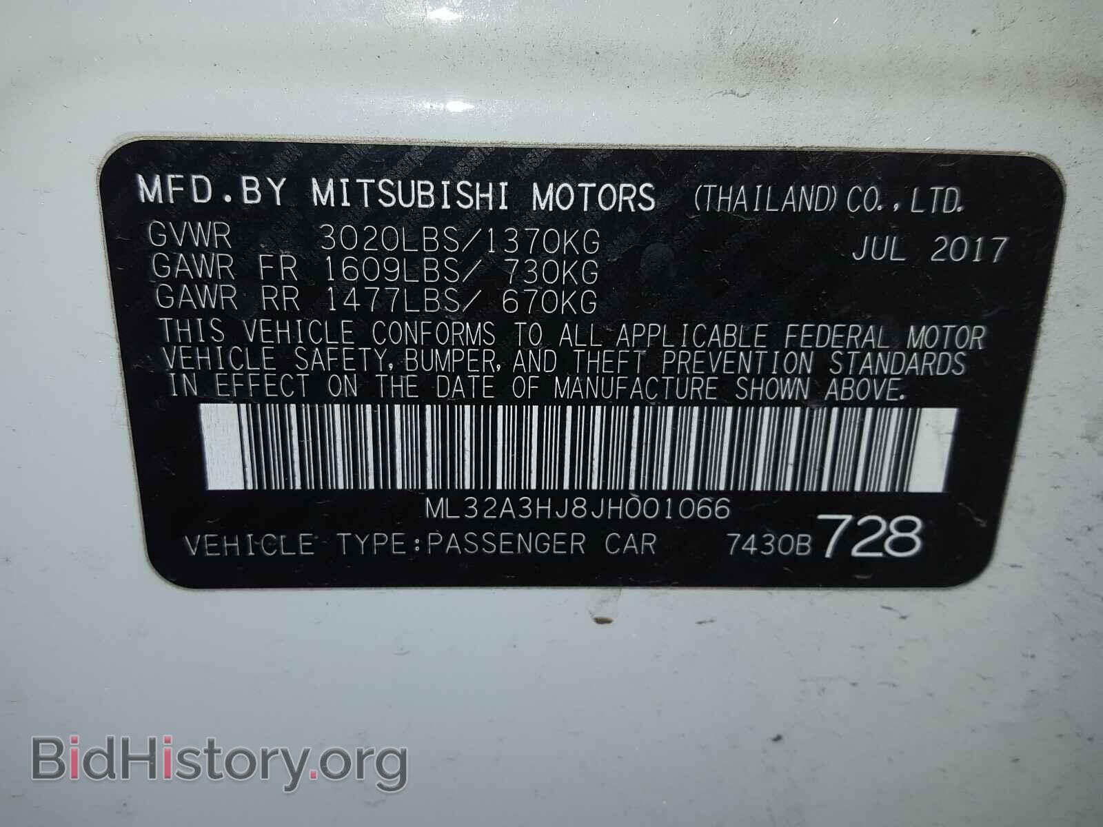 2018 MITSUBISHI MIRAGE - VIN: ML32A3HJ8JH001066 - Фото 10