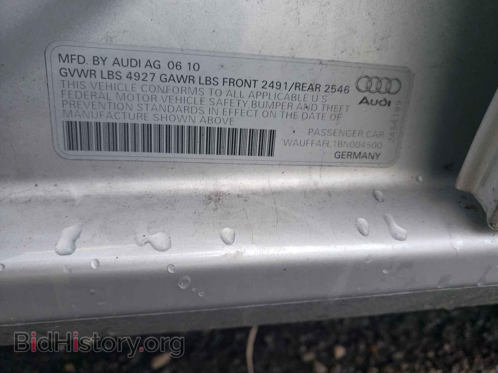 2011 AUDI A4 - VIN: WAUFFAFL1BN004500 - Photo 10