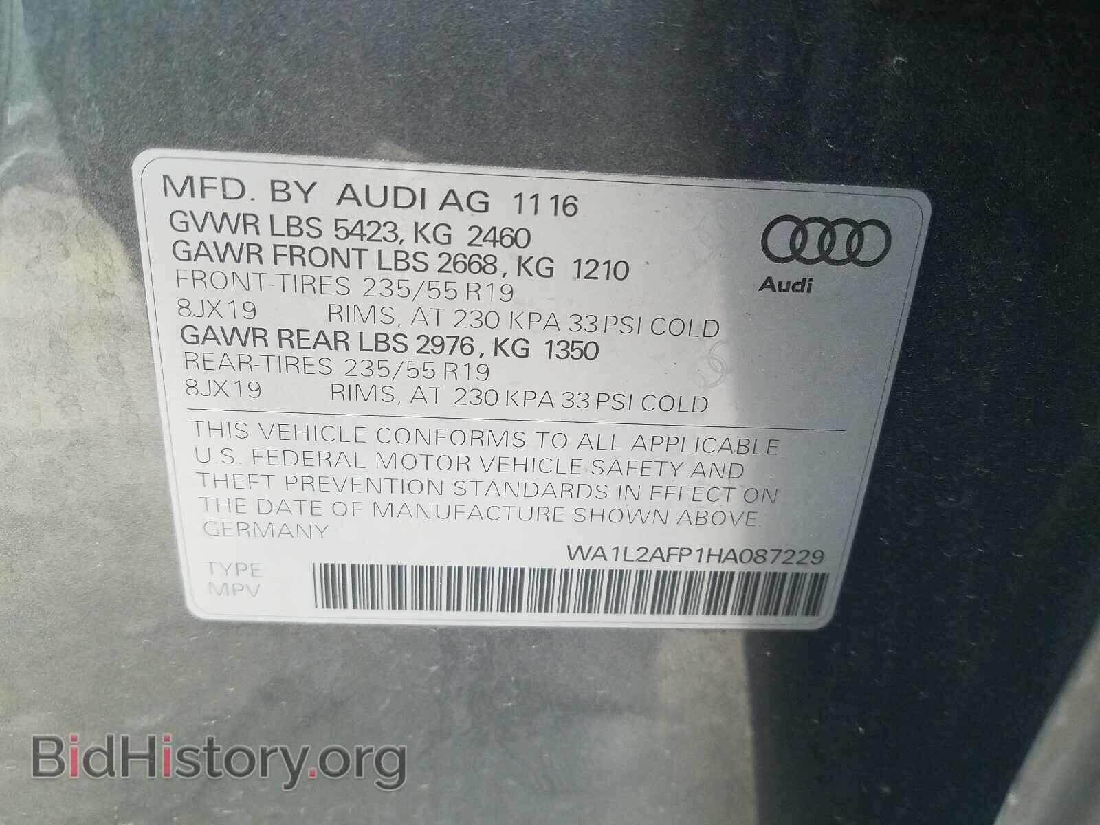 2017 AUDI Q5 - VIN: WA1L2AFP1HA087229 - Фото 10