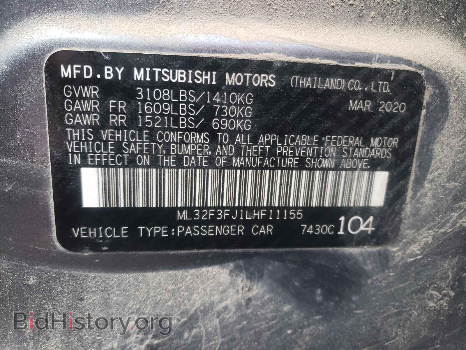 2020 MITSUBISHI MIRAGE - VIN: ML32F3FJ1LHF11155 - Фото 10