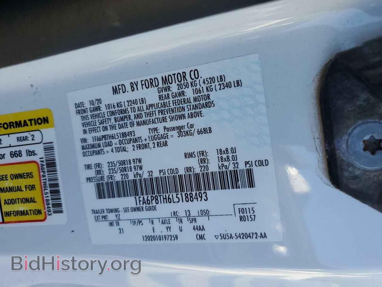 2020 FORD ALL Models - VIN: 1FA6P8TH6L5188493 - Фото 12