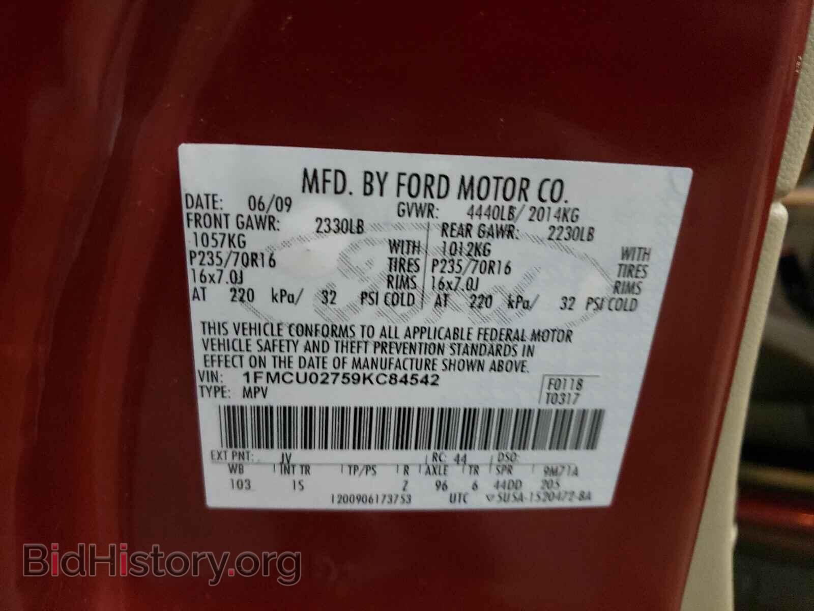 2009 FORD ESCAPE - VIN: 1FMCU02759KC84542 - Photo 10