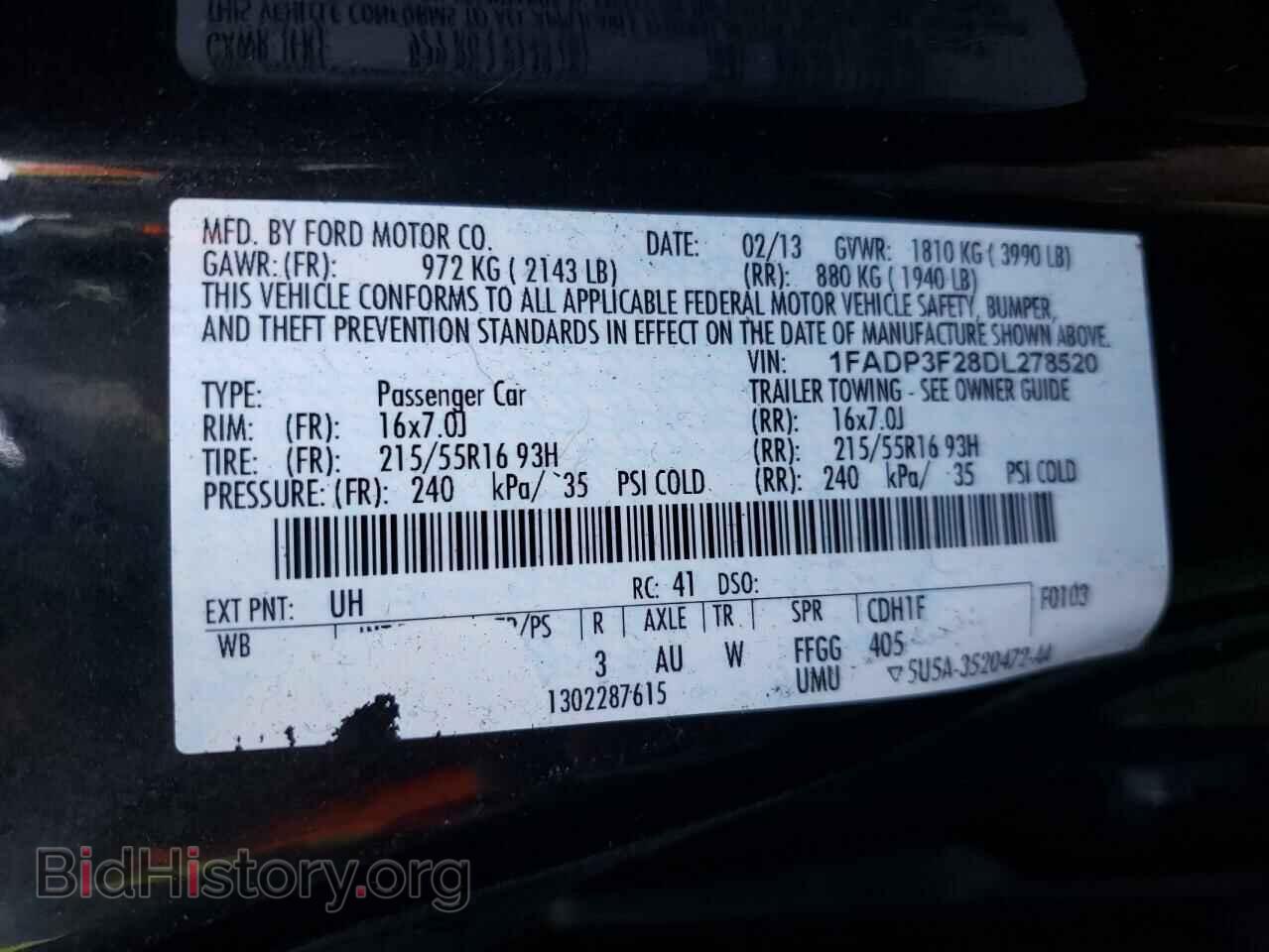 2013 FORD FOCUS - VIN: 1FADP3F28DL278520 - Фото 10