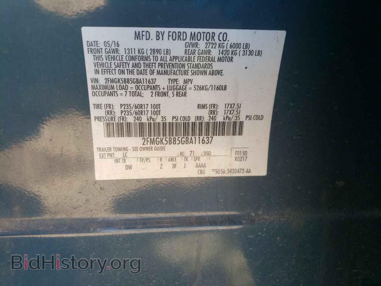 2016 FORD FLEX - VIN: 2FMGK5B85GBA11637 - Photo 10