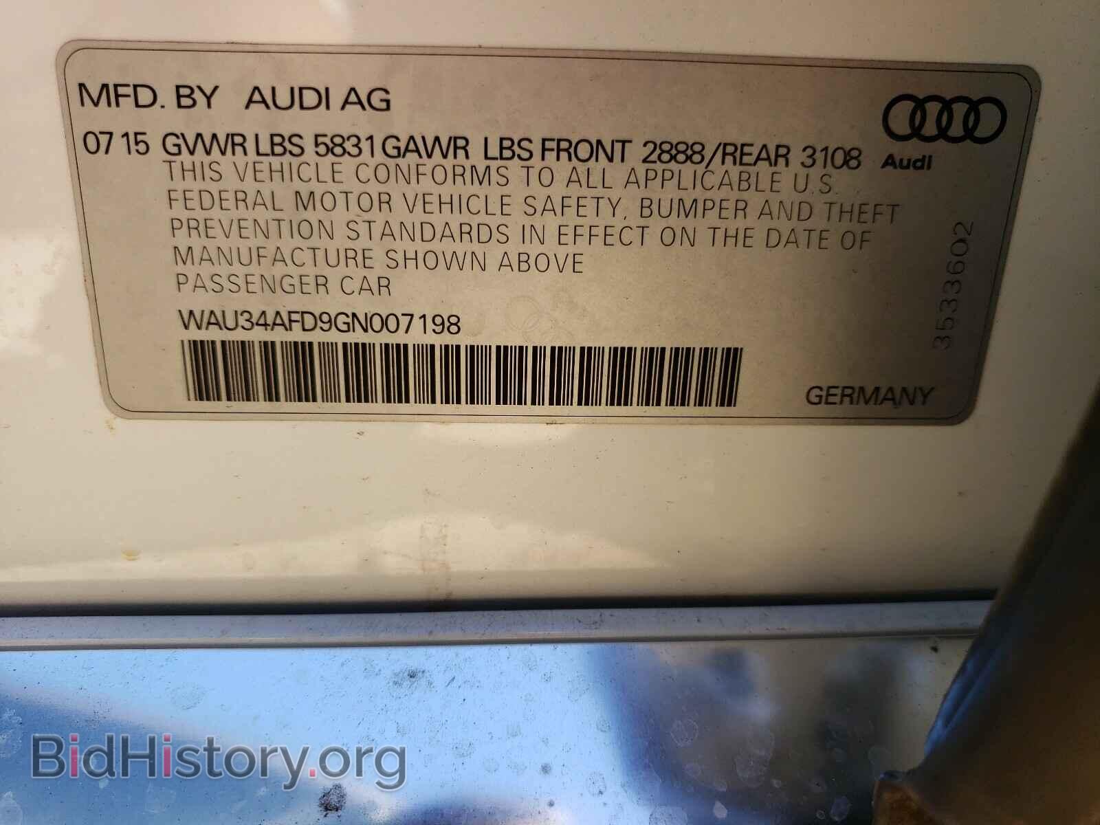 2016 AUDI A8 - VIN: WAU34AFD9GN007198 - Фото 10