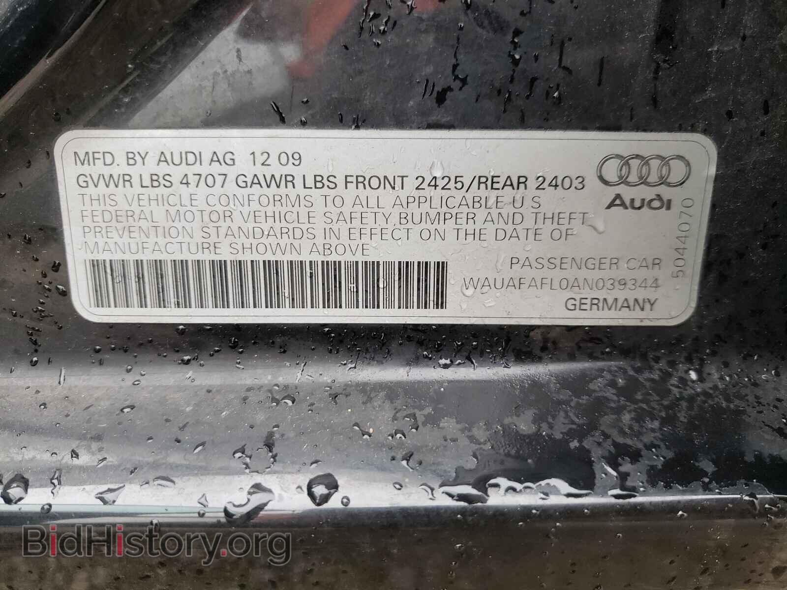 2010 AUDI A4 - VIN: WAUAFAFL0AN039344 - Фото 10