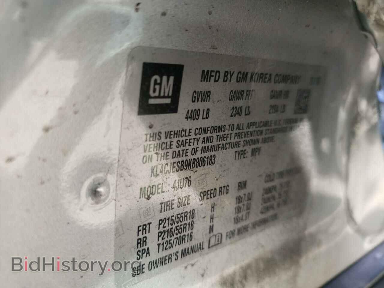 2019 BUICK ENCORE - VIN: KL4CJESB9KB806183 - Фото 10