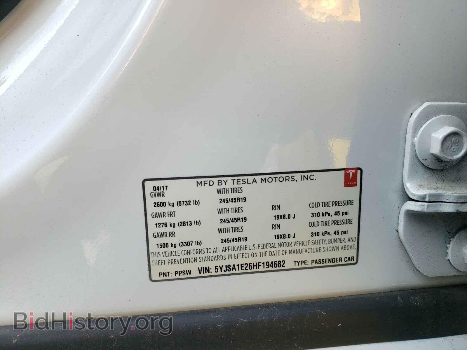 2017 TESLA MODEL S - VIN: 5YJSA1E26HF194682 - Photo 10