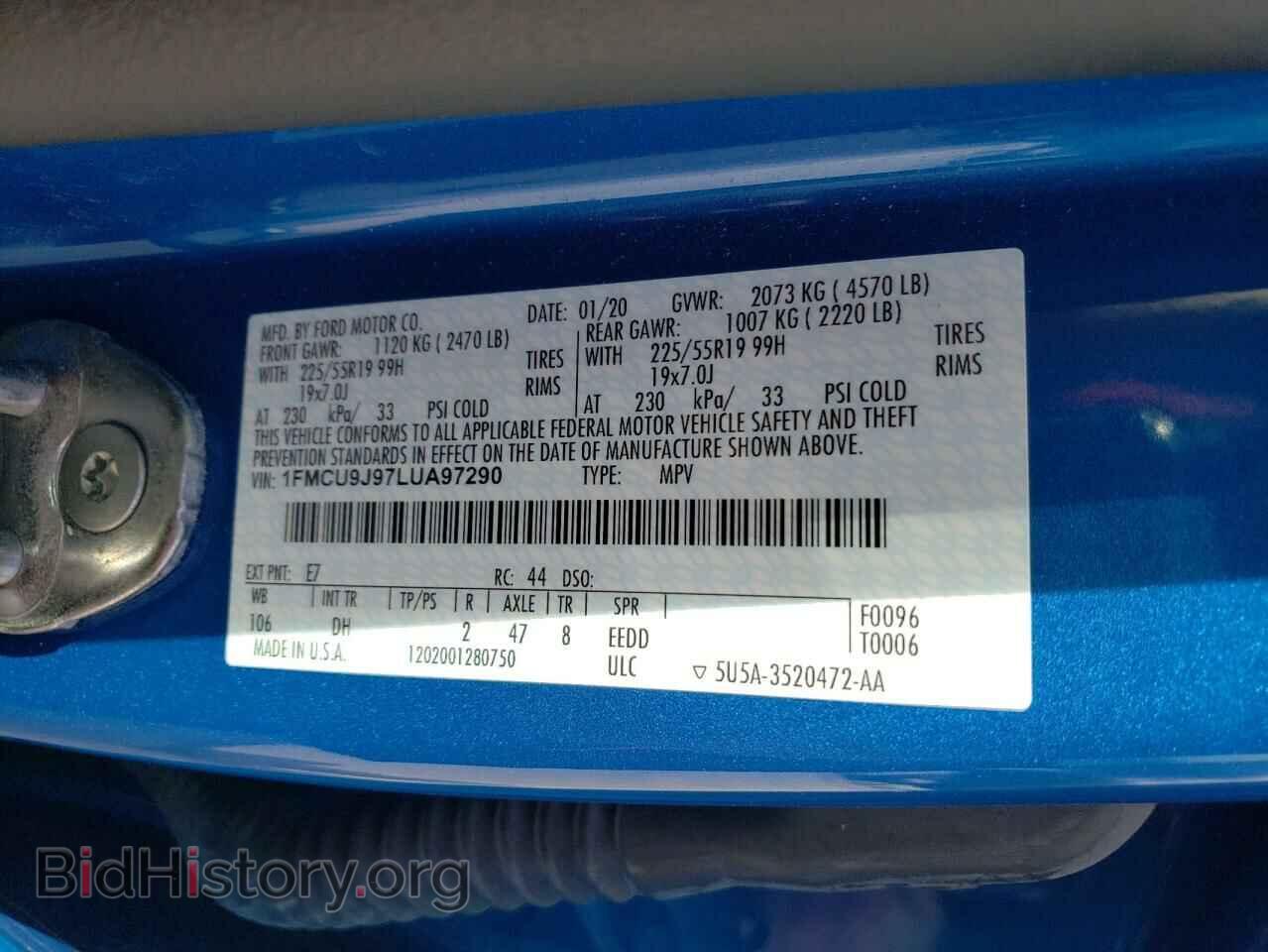 2020 FORD ESCAPE - VIN: 1FMCU9J97LUA97290 - Фото 10
