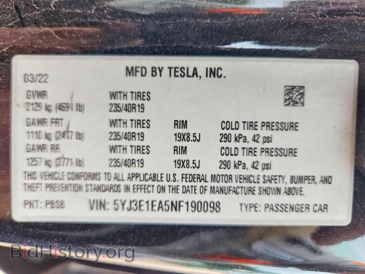 2022 TESLA MODEL 3 - VIN: 5YJ3E1EA5NF190098 - Photo 12