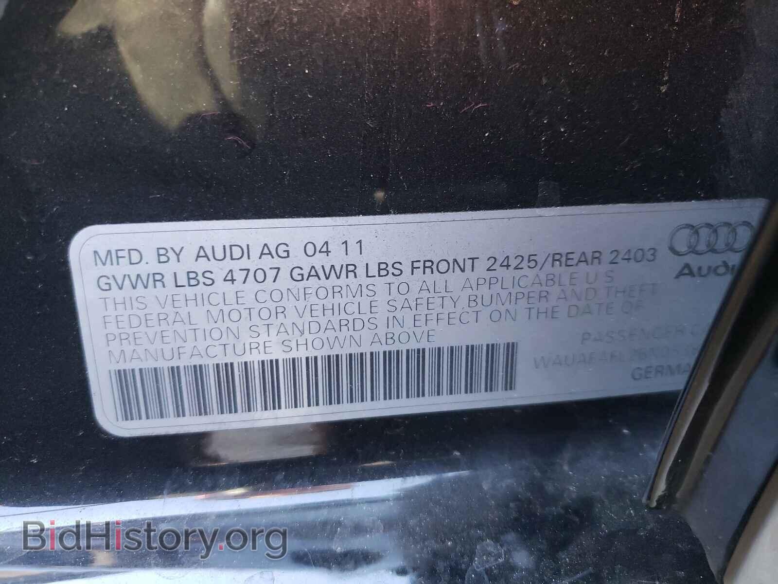 2011 AUDI A4 - VIN: WAUAFAFL2BN053800 - Фото 10