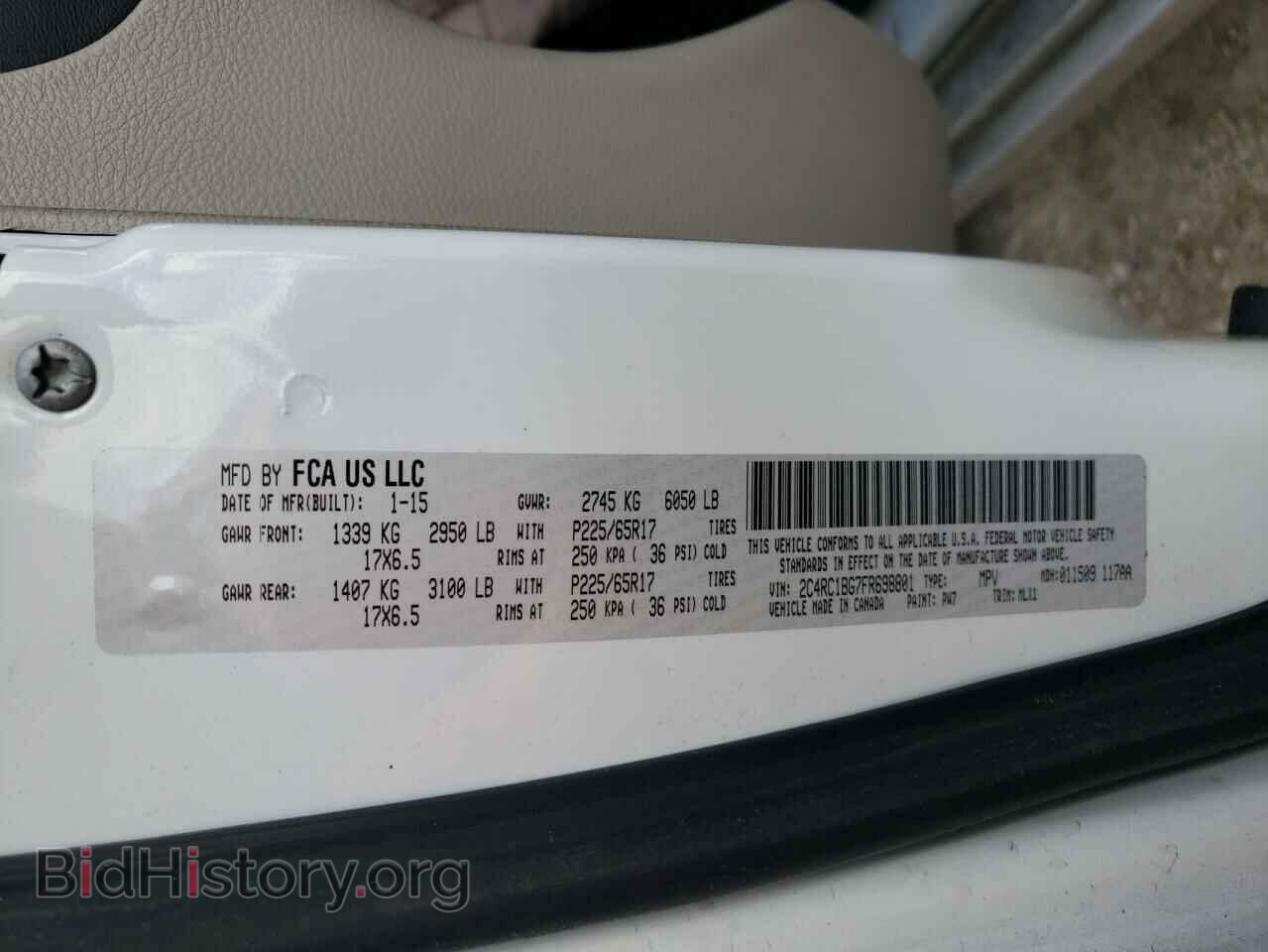 2015 CHRYSLER MINIVAN - VIN: 2C4RC1BG7FR698801 - Фото 10