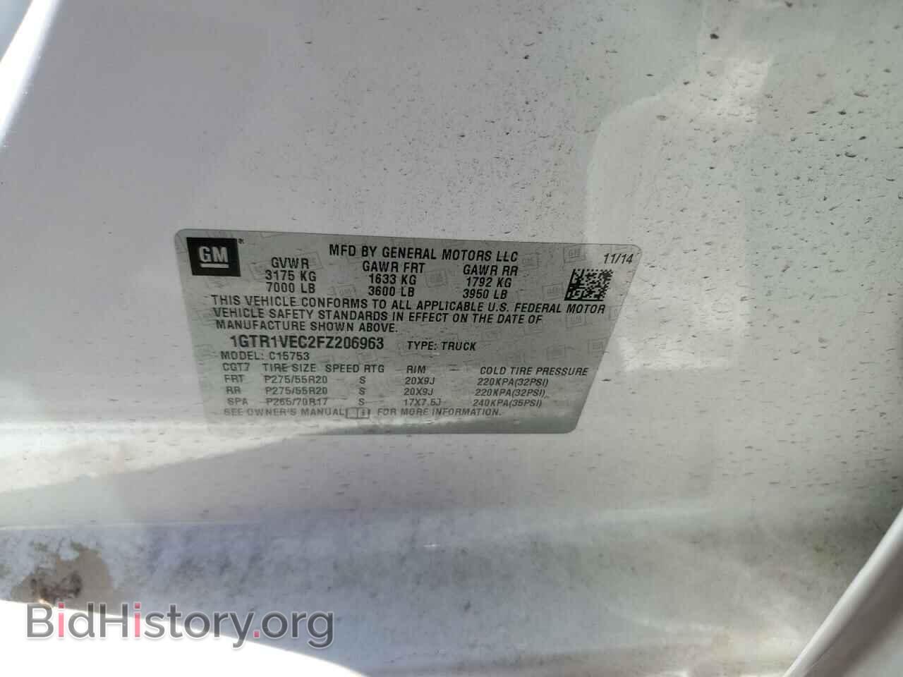 2015 GMC SIERRA - VIN: 1GTR1VEC2FZ206963 - Фото 12