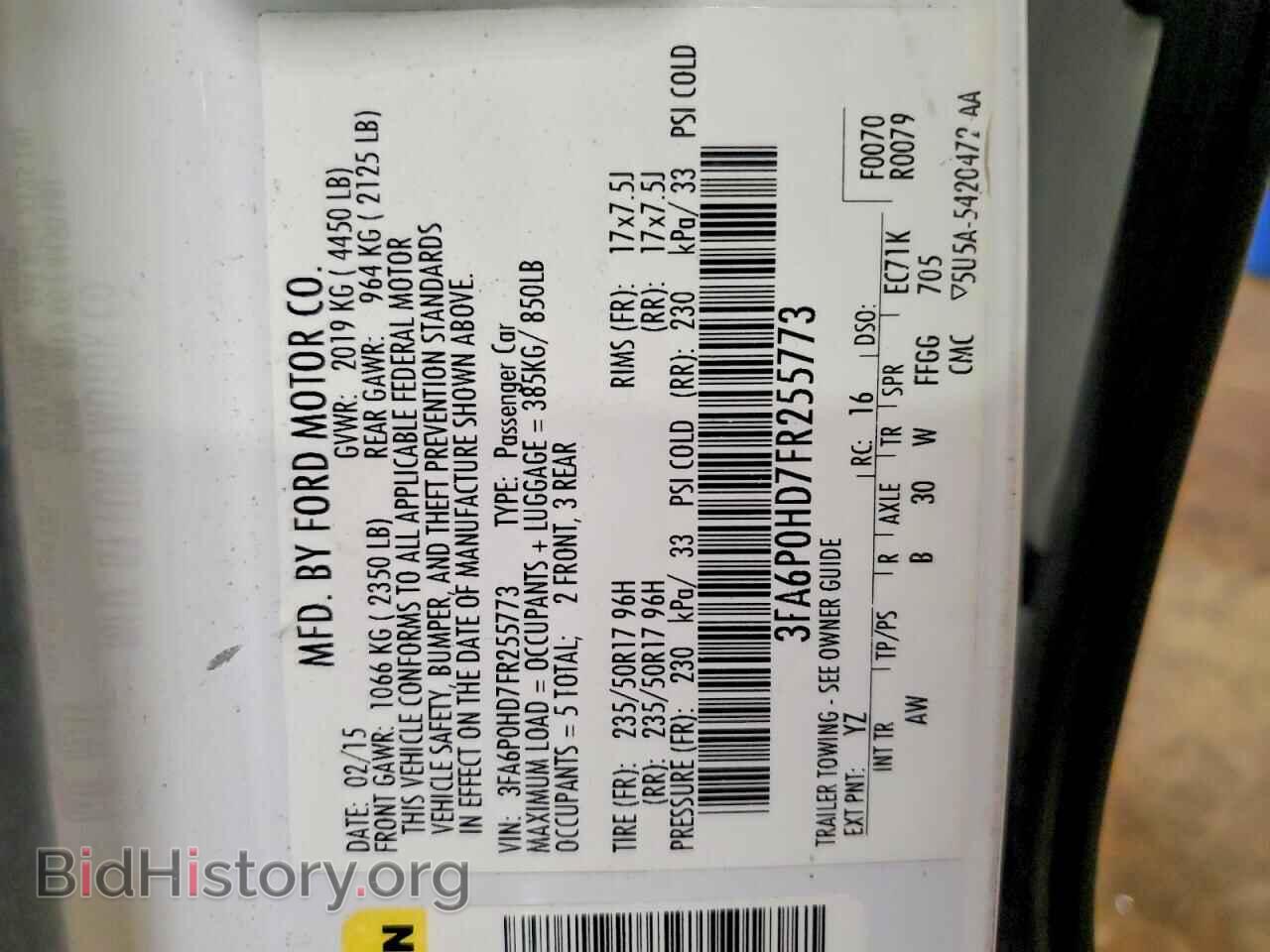 2015 FORD FUSION - VIN: 3FA6P0HD7FR255773 - Photo 13