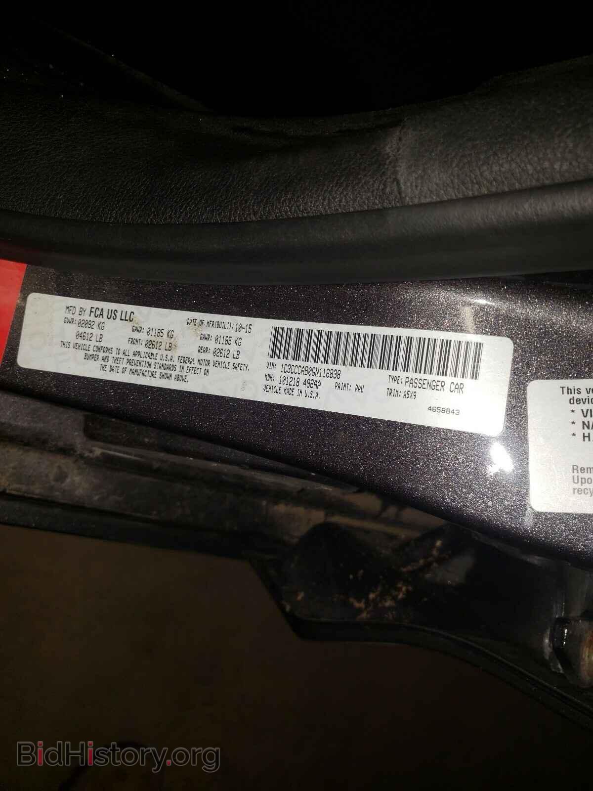 2016 CHRYSLER 200 - VIN: 1C3CCCAB0GN116838 - Фото 10