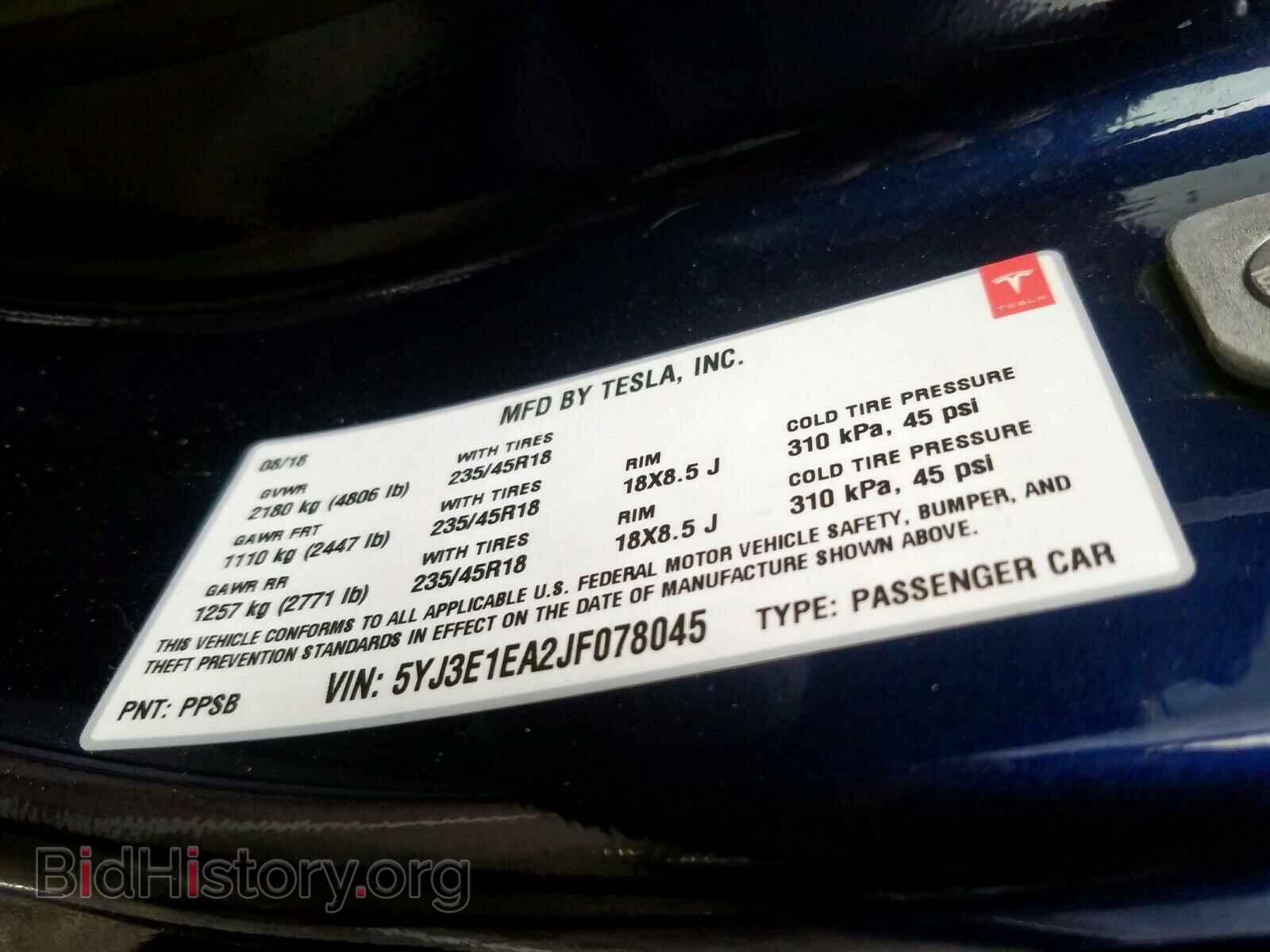 2018 TESLA MODEL 3 - VIN: 5YJ3E1EA2JF078045 - Photo 10
