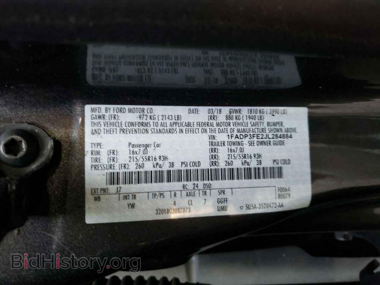 2018 FORD FOCUS - VIN: 1FADP3FE2JL284884 - Фото 10