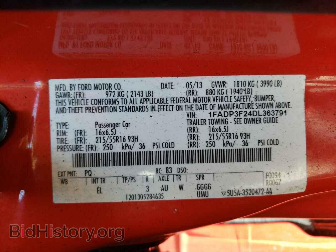 2013 FORD FOCUS - VIN: 1FADP3F24DL363791 - Фото 10