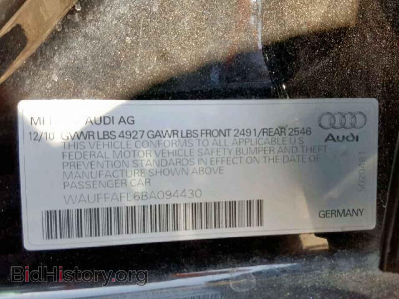 2011 AUDI A4 - VIN: WAUFFAFL6BA094430 - Photo 10