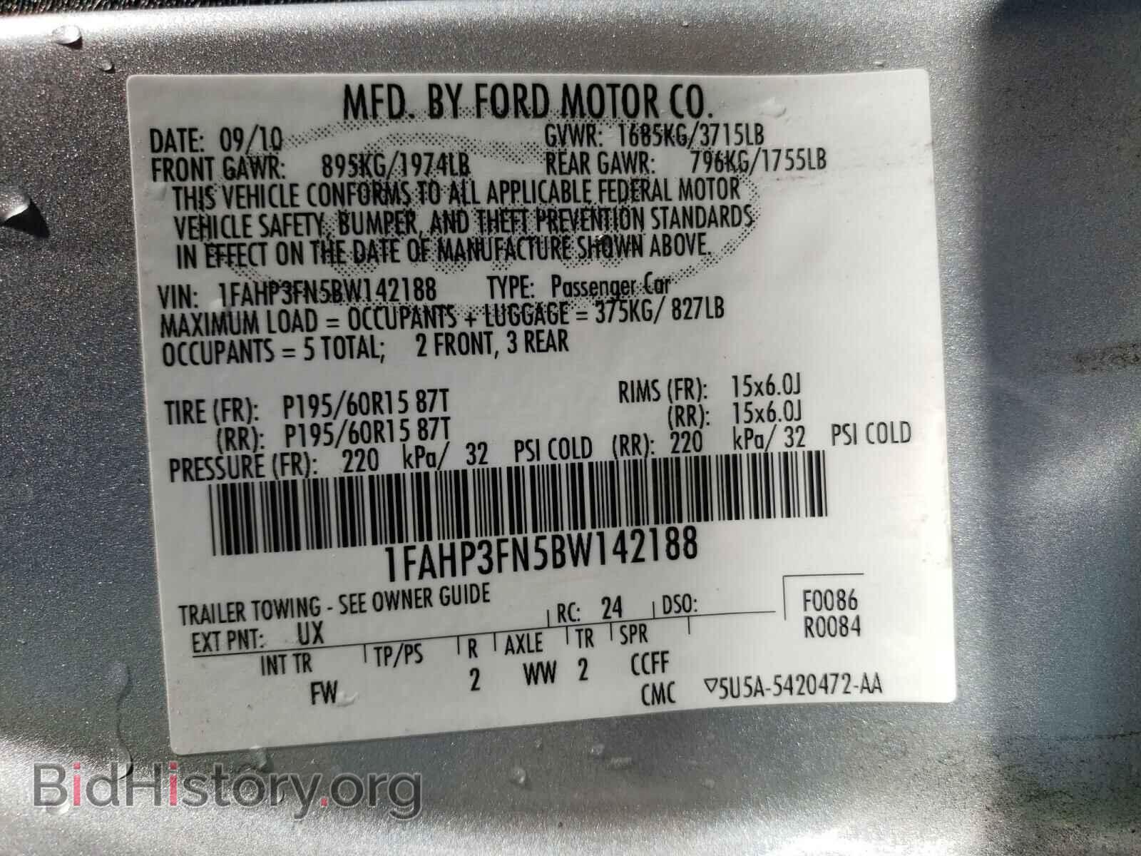 2011 FORD FOCUS - VIN: 1FAHP3FN5BW142188 - Фото 10