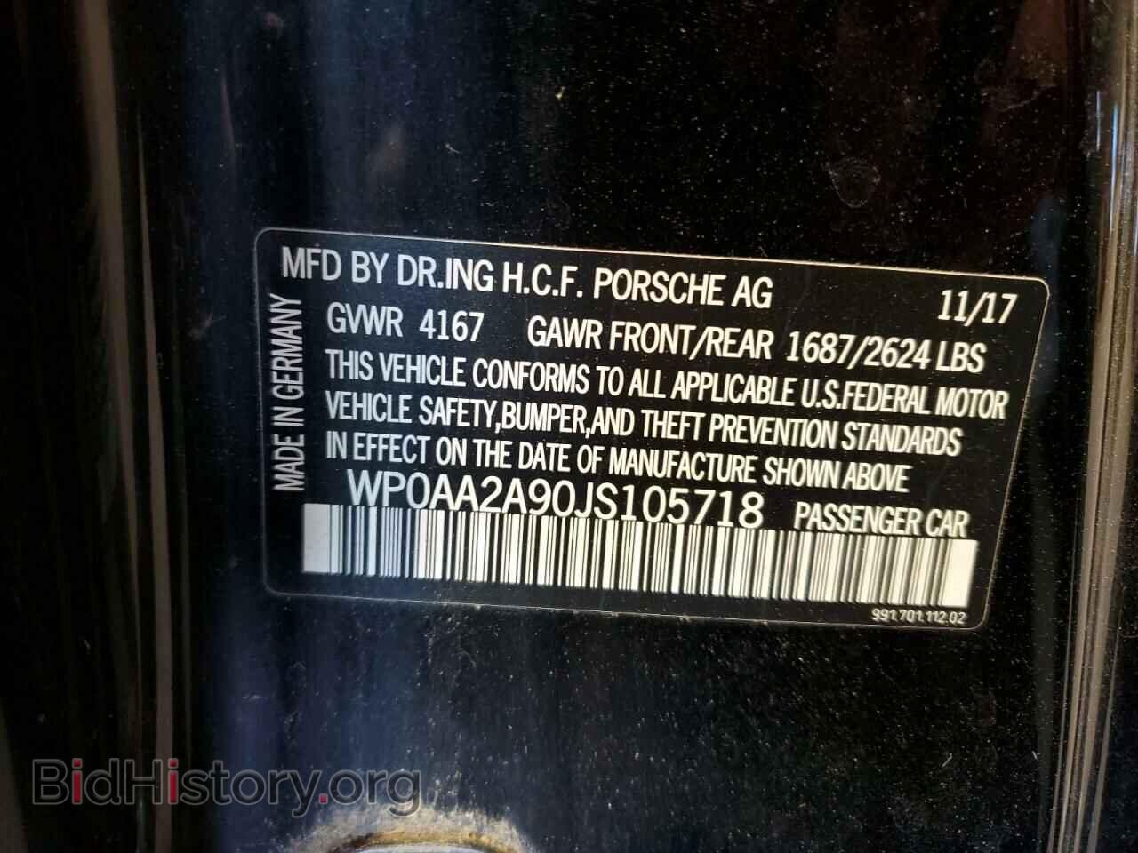 2018 PORSCHE 911 - VIN: WP0AA2A90JS105718 - Фото 13