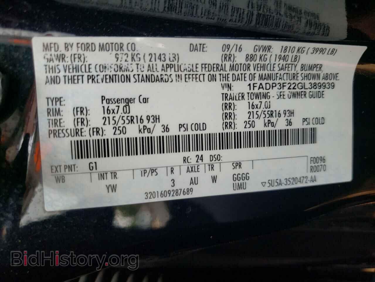 2016 FORD FOCUS - VIN: 1FADP3F22GL389939 - Photo 10