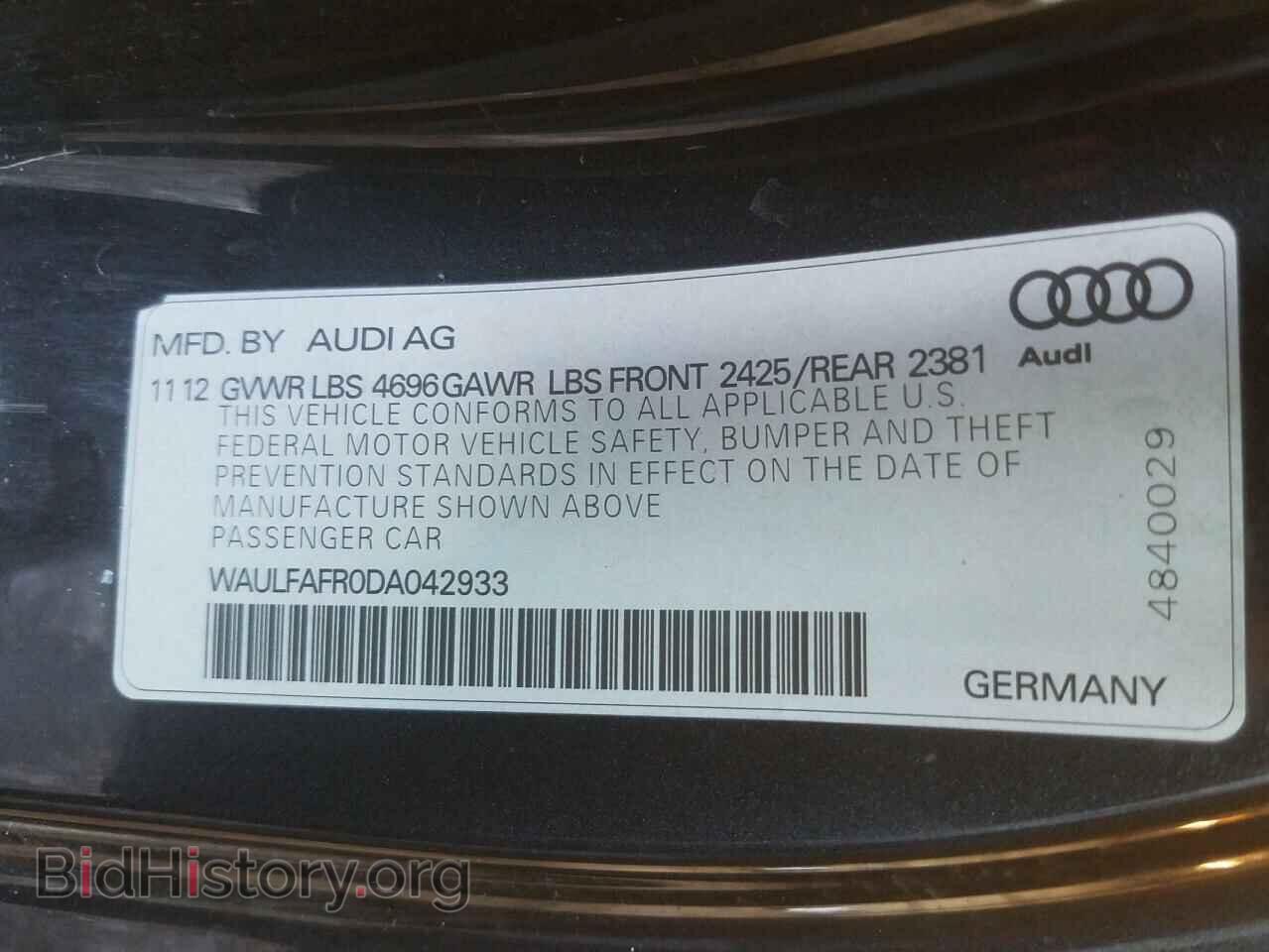 2013 AUDI A5 - VIN: WAULFAFR0DA042933 - Photo 10