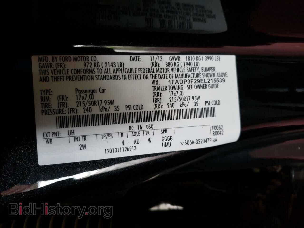 2014 FORD FOCUS - VIN: 1FADP3F29EL215539 - Фото 10